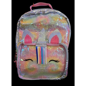Cat & Jack Kids Flip Sequin Unicorn Backpack NWT Clear Front Pocket 16x13x4(D-26